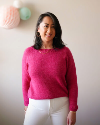 Pull Camélia, Fils Lise Tailor en coloris Super Pink